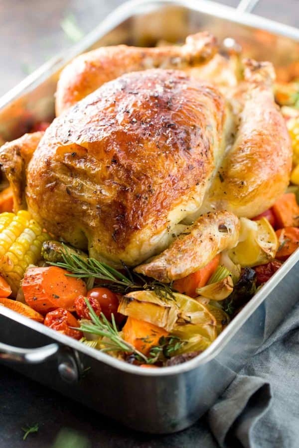 烤柠檬和草本鸡