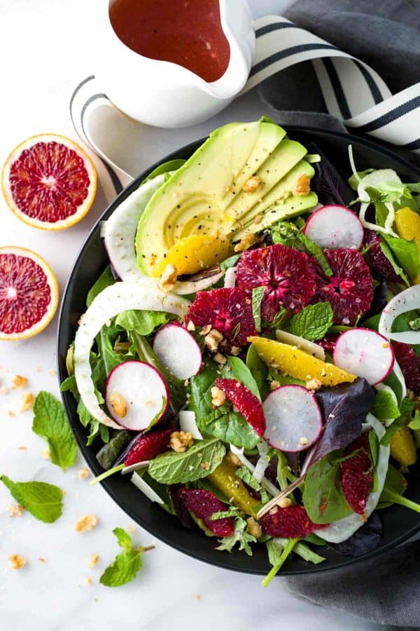 茴香沙拉用血液橘子