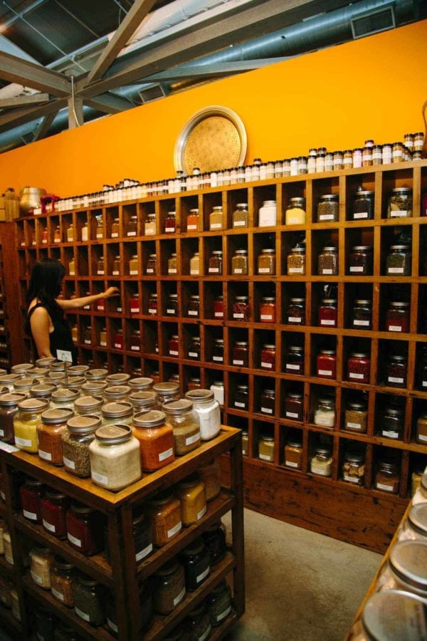 shopping for spices at oxbow market