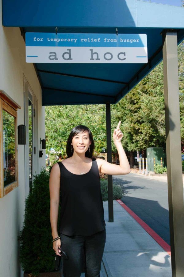 jessica in front of ad hoc restaurant