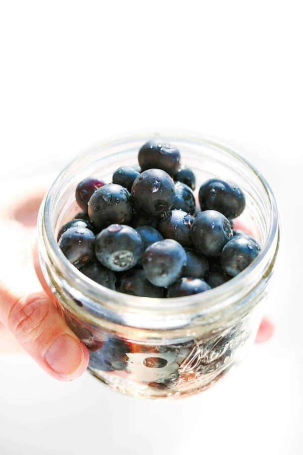 一束美丽的新鲜洗的蓝莓