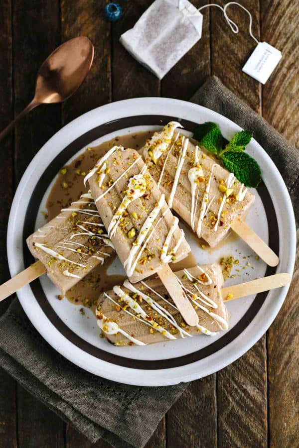 一盘四根自制茶冰棒