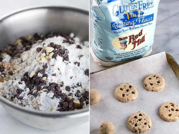 在碗里混合无麸质面粉原料