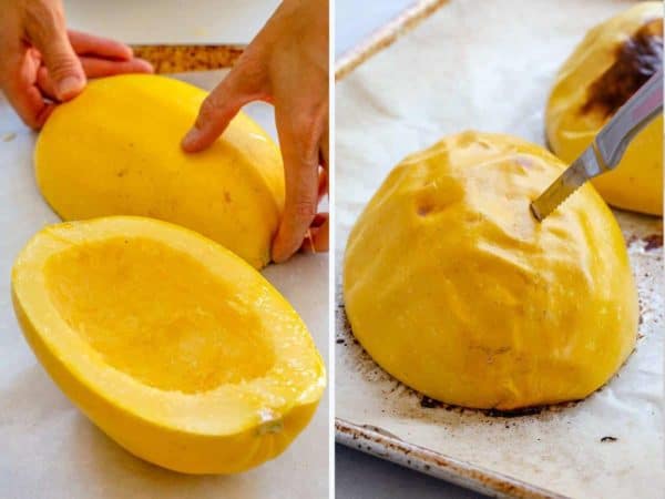 显示烤意粉壁球的过程的两张照片