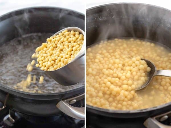 在炉子上做黎巴嫩蒸粗麦粉