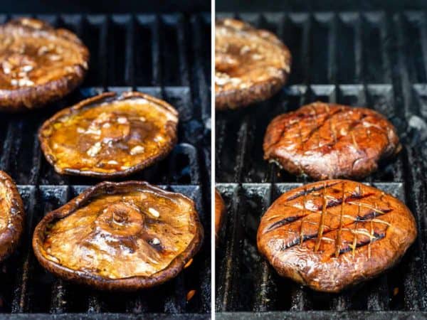 在烤肉架上烤波多贝罗蘑菇