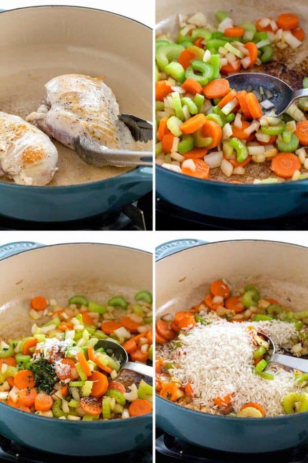 汇编四张照片显示制作鸡汤的过程