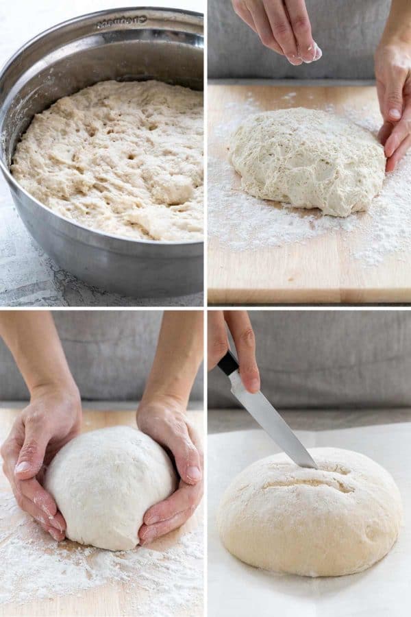 在面粉表面上滚动和塑造面团