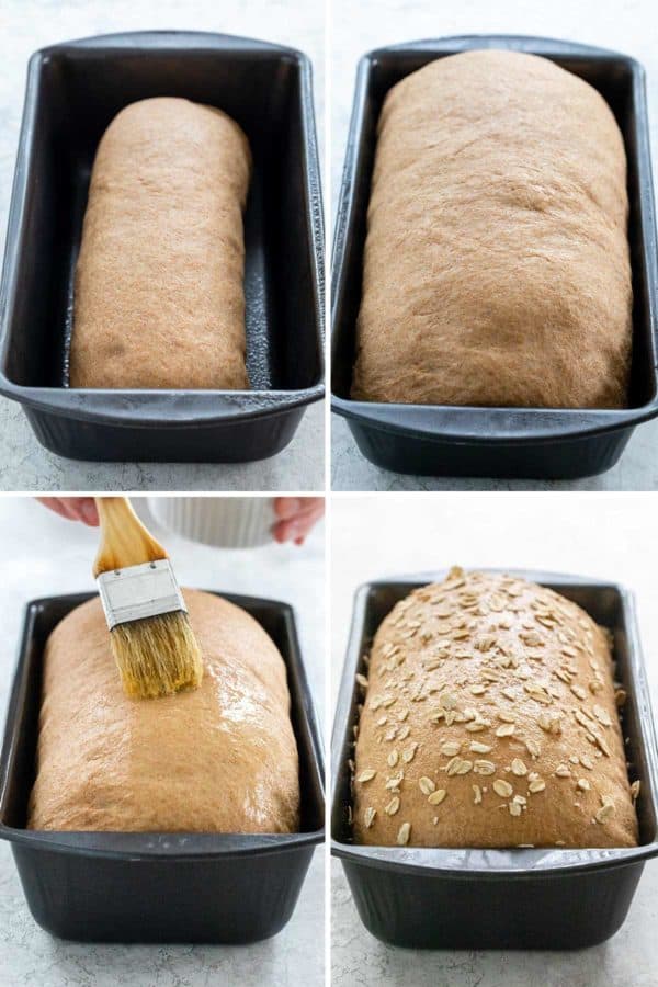 在面包盘里制作面团发面的照片