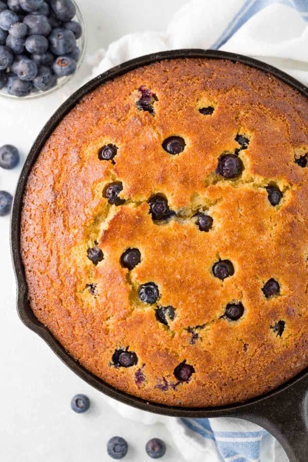 Skillet Cornbread with Blueberries