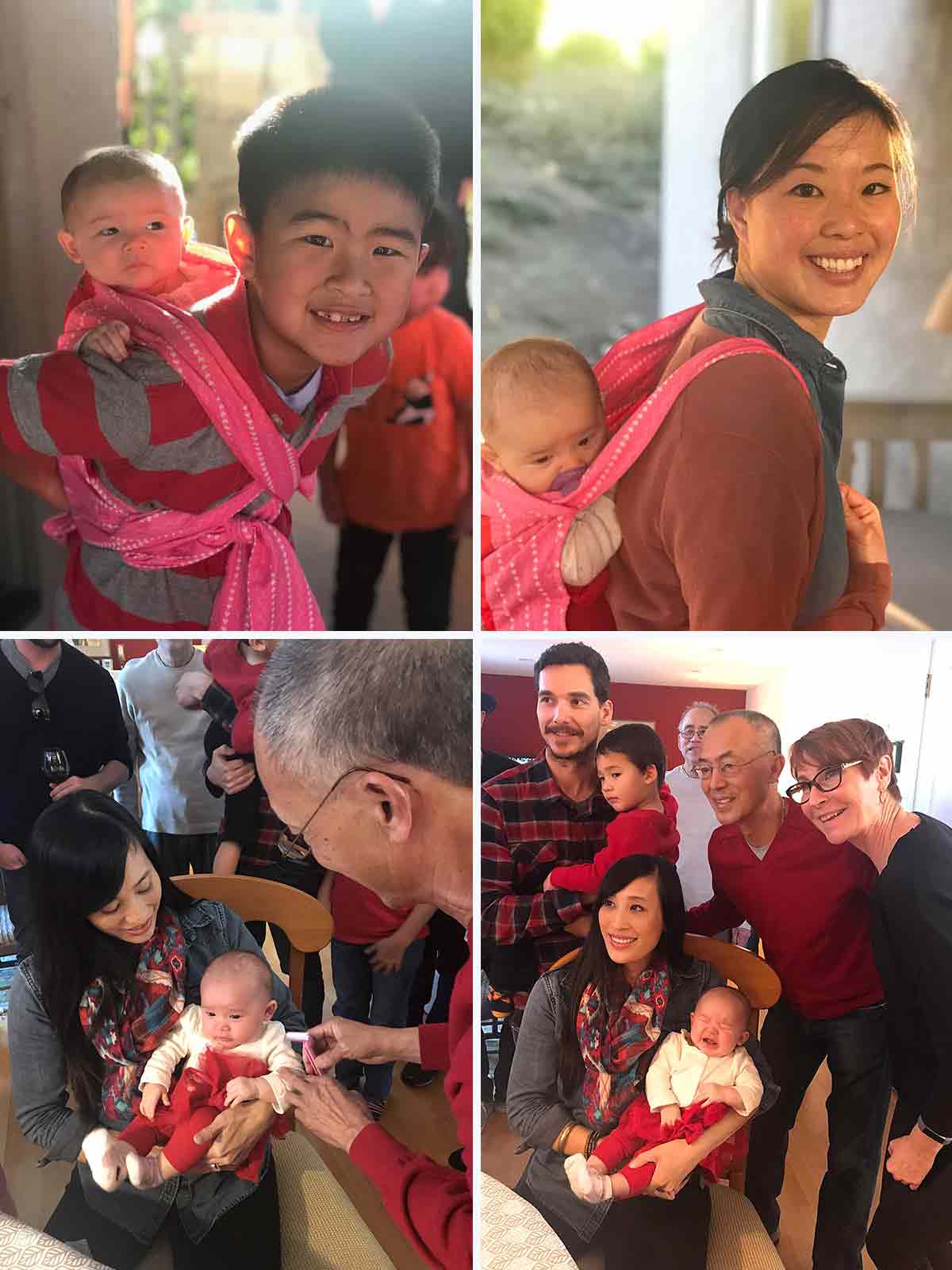 来自奥利维亚的红蛋和姜派对的四张照片